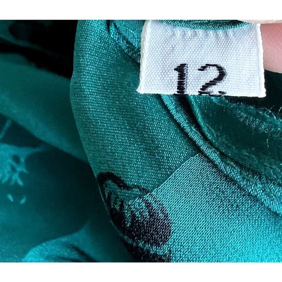 Francesca of Damon for Starington Dress Women 12 Green Silk Party VTG 70s 80s - Picture 12 of 12